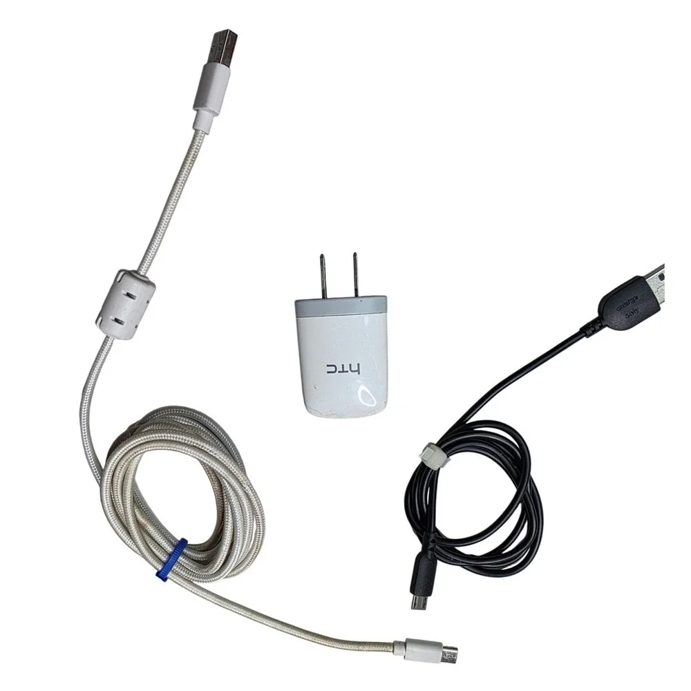 HTC TC U250 AC Adapter 5V 1A Wall Charger Micro-USB and Braided USB-C Cables W4